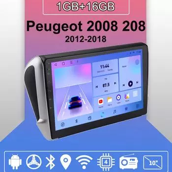 Car Radio Android Auto Carplay For Peugeot 2008 208 2012-2018 Multimedia Player Head Unit Stereo GPS Navigation BT WIFI 1+16GB 1+16GB