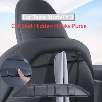 Car Rear Hooks Purse Bag Hanger Back Seater Headrest Bracket Hanger Organizer For Tesla Model 3 Y Auto Interior Accessories чёрный