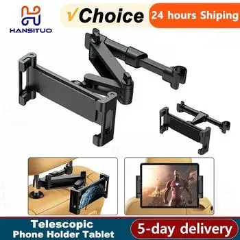 Car Rear Pillow Phone Holder Tablet Telescopic Car Stand Seat Rear Headrest Mounting Bracket for Phone Tablet 4-11 Inch