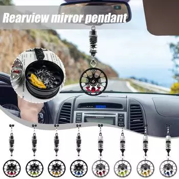 Car Rearview Mirror Creative Pendant Aluminum Alloy Creative Wheel Hub Brake Theme Interior Decoration Accesorios Para Auto