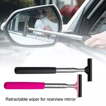 Car Rearview Mirror Wiper Wash Telescopic Cleaning Tool Wiper Cleaning Mirror Handheld Glass Cleaner Handle 98cm Mist Long X9M4 чёрный
