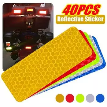 Car Reflective Sticker Universal Motorcycle Electric Vehicle Bicycle Rectangular Reflective Warning Decal DIY Decorative Sticker 10pcs красный