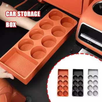Car Refrigerator Food Grade Silicone Storage Box Anti-slip Protection Cup Holder Bracket Interior Supplie Storage For Lixiang L9 оранжевый