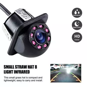 Car Reversing Camera Ultra-clear Image Quality Small Infrared Vision Hat Reversing Assistance External Lights Straw 8 Night W0T3