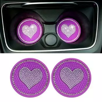 Автомобильная круглая бутылка для воды, силиконовая форма, чашка в форме сердца, декор со стразами, противоскользящий держатель красный