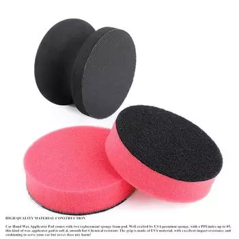Car Rubber Tires Exterior Hand Wax Applicator Pad Kit Grip+2 Sponge Replacements