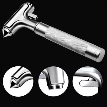 Car Safety Hammer Automotive Aluminum Alloy Window Glass Breaker with Seatbelt Cutter for Vehicle Car Emergency Escape Tool серебряный