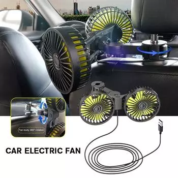 Car Seat Back Cooling Fan Dual Head Ventilation Fan USB Charge 360 Degree Rotation Portable Cooler For Summer Car Accessori Q9U5