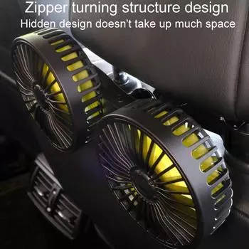 Car Seat Back Cooling Fan Dual Head Auto Headrest Ventilation Fan 360 Degree Rotation Electric Seat Back Cooler For Vehicle SUV