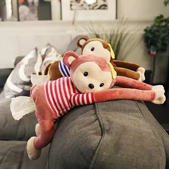 Car Seat Back Drawer Paper Box Auto Diy Accessories Creative Monkey Shaped Car Tissue Box With Clothes красный