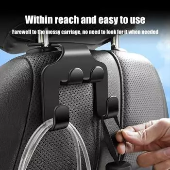 Car Seat Back Multifunctional Hook 1/2pcs Double Head Phone Hanger Headrest Hanging Bag Storage Hanger Car Interior Accessories
