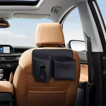 Car Seat Back Storage Microfiber Leather Soft Car Seat Back Organizer Hangable Car Interior Accessories Easy Installation чёрный