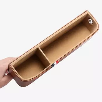 Car Seat Crevice Storage Box Universal Car Seat Gap Filler PU Leather Car Pockets Console Organizer For Cards Phones Keys Wallet коричневый