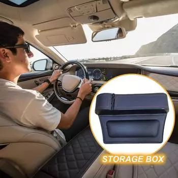 Car Seat Gaps Filler Multifunctional PU Leather Car Storage Box Automotive Storage Box Stable Car Organizers And Storage Car чёрный