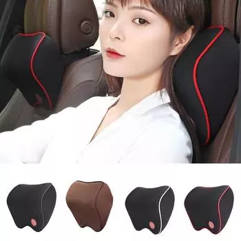 Car Seat Headrest Car Neck Pillows Filled Fiber Cushion Pad Accessories Head Rest Memory Support For Travel Seat Car Foam P6K0 чёрный