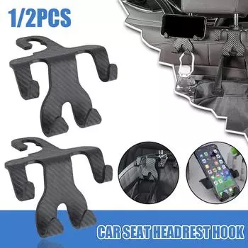 Car Seat Headrest Hook Carbon Fiber Mobile Phone Holder Vehicle Organizer Storage Holders Handb K0Q0 1pcs-one size