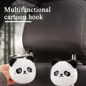 Car Seat Headrest Hook Cute Panda Car Seat Headrest Hanger Multifunctional Headrest Hook For Car Garbage Bag Holder For Car CHINA
