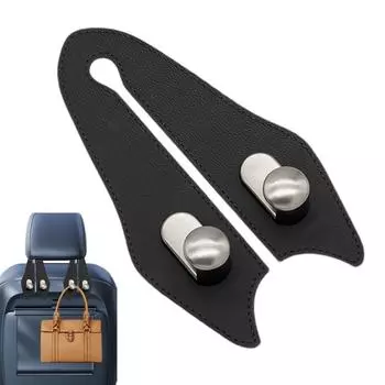 Крючок для подголовника автомобильного сиденья Кожаный органайзер для заднего сиденья автомобиля Вешалка для сумок Кронштейн для одежды Аксессуары для салона автомобиля чёрный