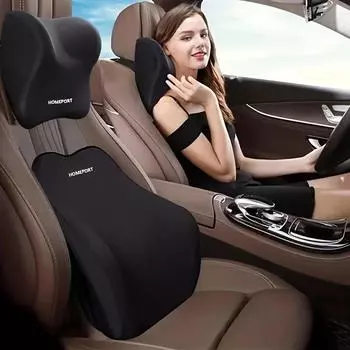 Car Seat Headrest Waist Support PremiumNeck Pillow Lumbar 100% Pure Memory Foam with Breathable Removable Cover Waist Pain amagi