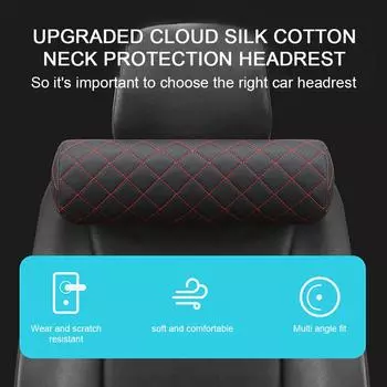 Car Seat Neck Pillow Headrest Leather Memory Foam Breathable Protector Cervical Car Chair Pillow Headrest Cylindrical Offic U5L8 серый