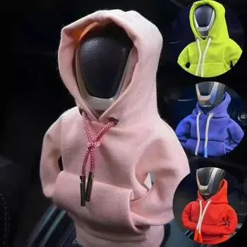 Car Shift Knob Cover Set Car Styling Hoodie Handle Creative Gift Shift Lever Handle Kit Car Decoration Auto Interior Accessories