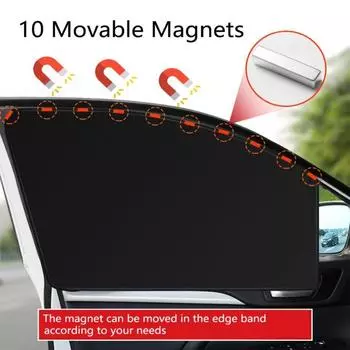 Car Side Window Sun Shade Magnet Privacy Curtains UV Reflection Anti Glare UV Block Summer Sunshade Cover for Front/ Back Window