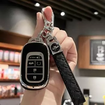 Чехол для автомобильного смарт-ключа с кожаным шнурком для Honda 2022 2023 2024 Accord Civic HR-V CR-V Pilot Sport SI EX EX-L Touring белый