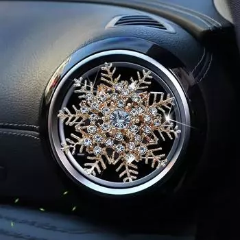 Car Snow Shaped Fragrance Car Christmas Full Rhinestone Snowflake Air Vent Aromatherapy Car Interior Ornaments