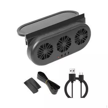 Car Solar Powered Window Exhaust Fan Vehicle Cooling Portable Cooler Air Purifier for чёрный