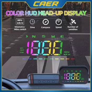 Car Speedometer Head Up Display GPS Digital Windshield Projector KM/H MPH Speed Alarm Compass RGB DecorLight HUD for All Vehicle
