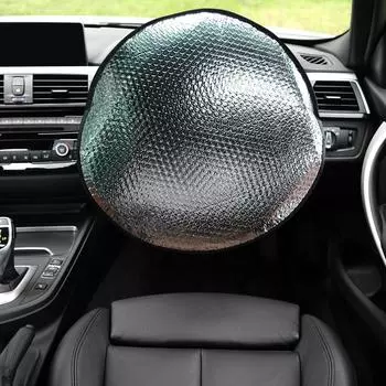 Car Steering Wheel Sun Shade Double Thick Sun Protection Foldable Steering Supplies Silver Sunscreen Anti-uv Car Wheel Cove Z9G0