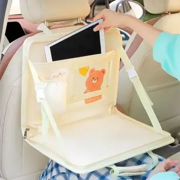 Car Steering Wheel Tray Folding Auto Seat Back Small Table Car Multifunctional Storage Hanging Bag Organizer for Car Interior