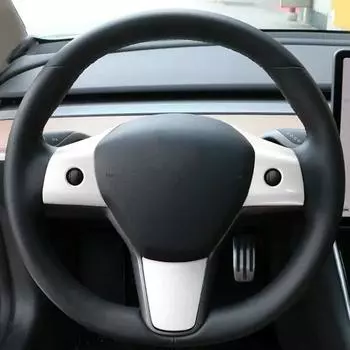 Car Steering Wheel Trim Of ABS Carbon Fiber Matte For Tesla 2024/2024 Interior Modified Accessorie For Tesla Model 3 Model Y