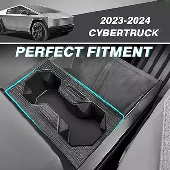 Car Sticker Center Console Cup Holder Trim Cover Panel Carbon Fiber Interior Mouldings Accesorios Para Auto For Tesla Cybertruck