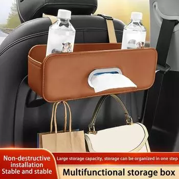 Car Storage Box Back Seat Car Back Seat Organizer Tissue Box Multi-Functional Hangable Headrest Space Saver Vehicle Organizer чёрный