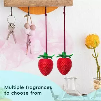 Car Strawberry Aromatherapy Container Car Perfume Pendant Ornament Long-Lasting Freshener One Size красный