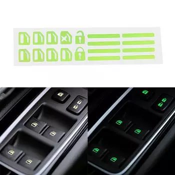 1/2 шт., автомобильный стайлинг, светящиеся наклейки на переключатель окна, ночная светящаяся кнопка, автонаклейки, универсальные, зеленые, оранжевые, синие 1PCS синий