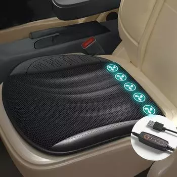 Подушка для сиденья автомобиля с функцией охлаждения воздуха и USB-вентиляторами, чехол для сиденья с быстрой вентиляцией, универсальная подушка для сиденья автомобиля чёрный