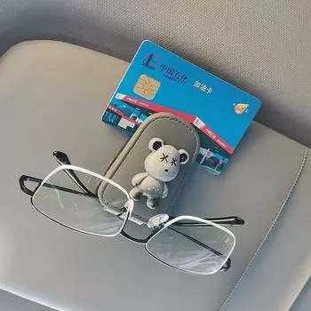 Car Sun Visor Glasses Clip Leather Eyeglasses Clip Magnetic Sunglasses Holder Hanger Glasses Case Auto Interior Accessories чёрный