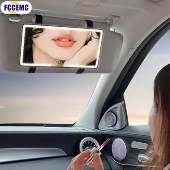 Car Sun Visor Vanity Mirror Car Interior Cosmetic Mirror Rechargeable 3 Modes Two Color Dimmable HD Makeup Mirror For Women чёрный