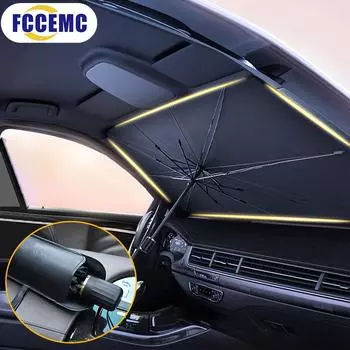Car Sunshade Foldable Windshield Umbrella Sun Shade Curtain Car Front Window Parasol for UV Ray Block Sun Heat Protection