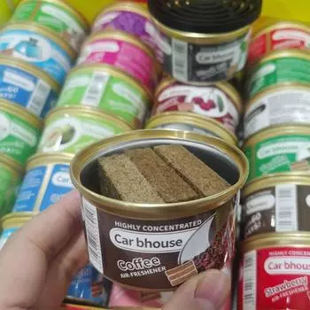 Car Supplies Wooden Blocks Canned Food Coffee Aroma Car Aromatherapy New Car Deodorizing Fiber Air Freshener