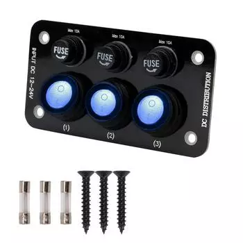 Car Switch Panel Replaceable Fuse Holder Auto Parts Porous Toggle Switch for Car Marine Truck чёрный