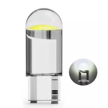 Car T10 LED Light Bulb 12V COB Glass Housing Waterproof Wedge Lamp Auto Interior Canopy Reading Light Bulb Auto Accessories T10-white,1pc