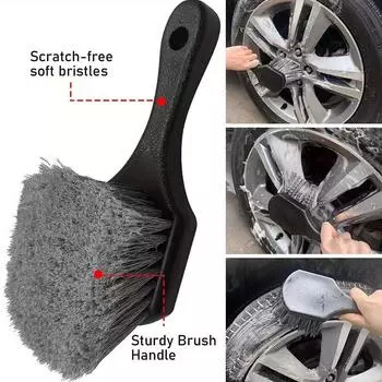 Car Tire Brush - Durable Wheel Cleaning Scrub Brush with Ergonomic Handle - Automotive Detailing Tool for Rims Wheels Amagi жёлтый