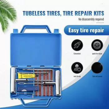 Car Tire Repair Kit With Box Tire Puncture Emergency Repair Tools Car Motorcycle Bicycle Tyre Repairing Tool Set Easy To Use