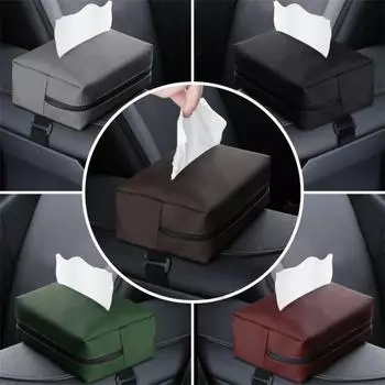 Car Tissue Box Hanging Type Center Console Armrest Box Sun Visor Car Interior Supplies Car High-end Paper Towel Cover Decor