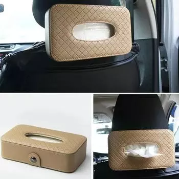 Car Tissue Box Tissue Bag Leather Seat Back Tissue Box Holder Auto Styling Decoration Car Interior Accessories коричневый