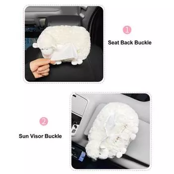 Car Tissue Holder Cartoon Sheep Soft Plush Wipes Dispenser Tissue Box Car Organizer Cute Car Interior Accessories United States