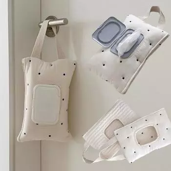 Car Tissue Holder Face Wipes Organizer Versatile Car Hanging Tissue Bag Spacious Cotton Storage Case for Stroller Baby Wet Wipes